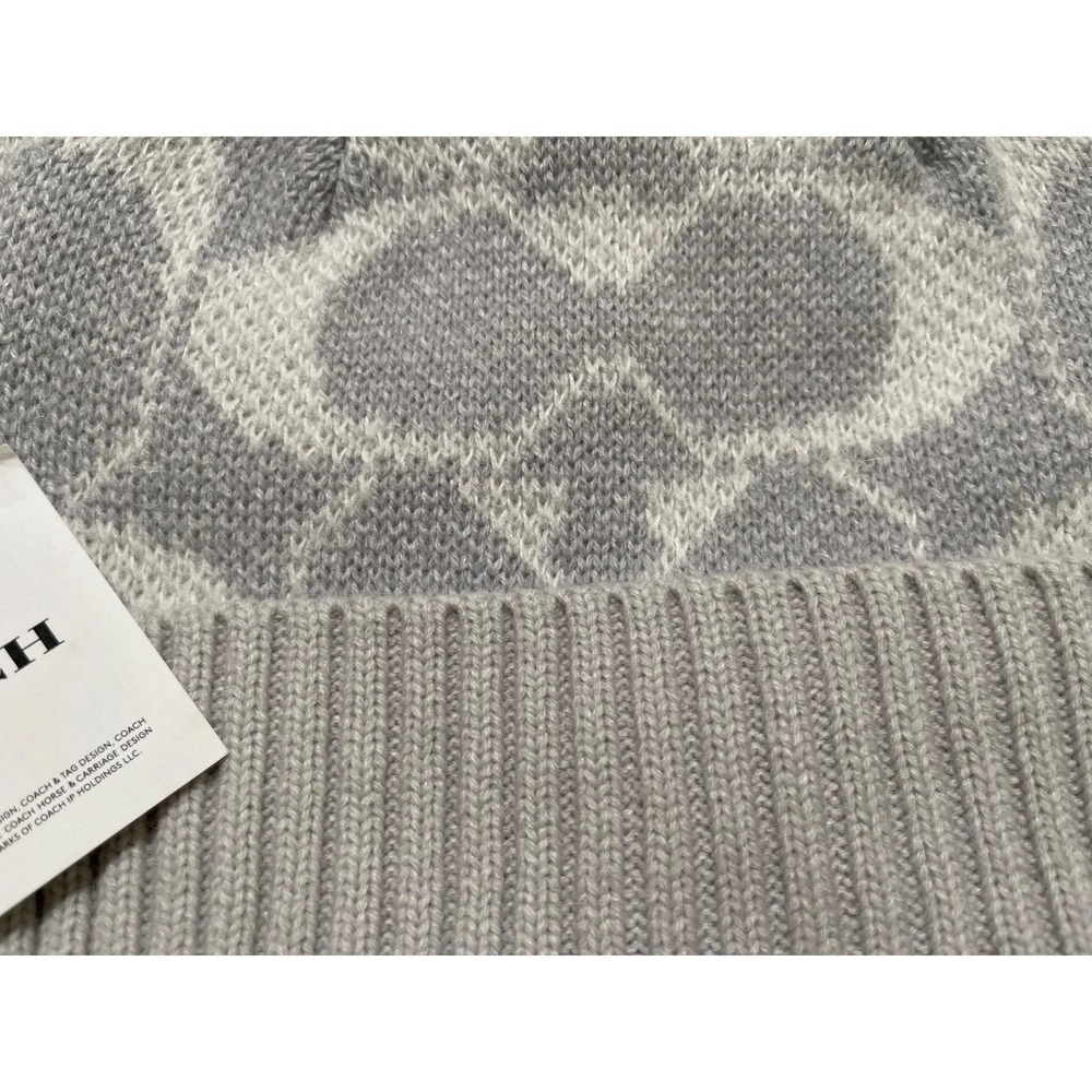 COACH Women's JUMBO SIGNATURE C‎ BEANIE & SCARF 11012410 Chalk MSRP $225 NIB - Picture 6 of 6